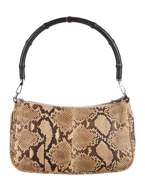 brown snake leather bag gucci|Gucci snakeskin handbag.